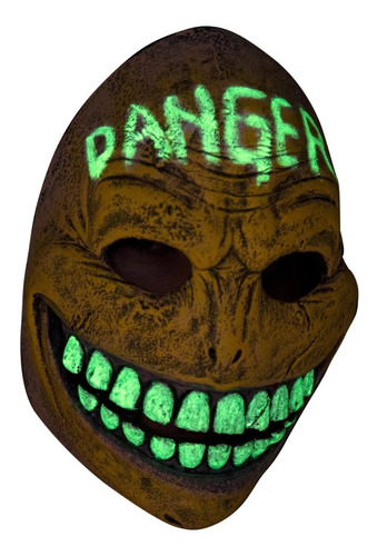 Máscara De Látex Urban - Danger Smiley Glow In The Dark Color Amarillo Urban Black Series