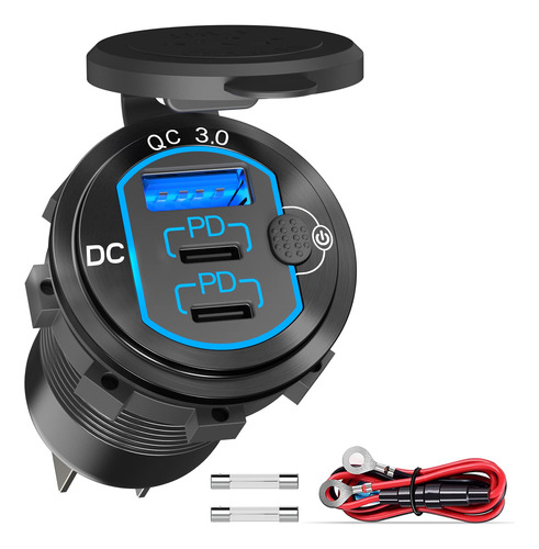 Toma Usb C De 12 V, Cargador De Coche De 58 W Para iPhone 14