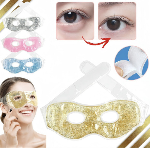 Antifaz De Gel Frio Dormir Glitter Relax Ojeras Ajustable