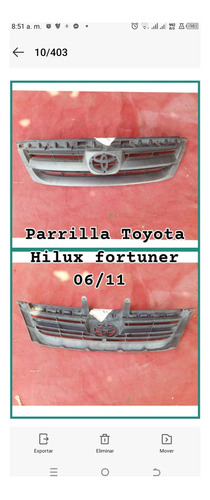 Parrilla Toyota Hilux Fortuner 06/11 Original