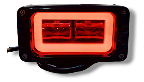 Faro Rectangular Luz Blanca Foco Con Halo Rojo Azul Y Blanco
