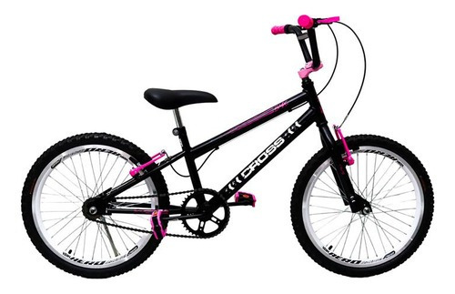 Bicicleta Aro20 Infantil Feminina Cross Freestyle Preto Rosa Cor Preto-Rosa Tamanho do quadro Único