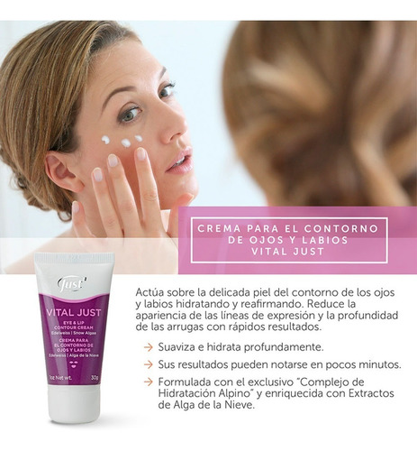 Imagen 6 de 7 de Crema Para El Contorno De Ojos Y Labios Swiss Just + Envío