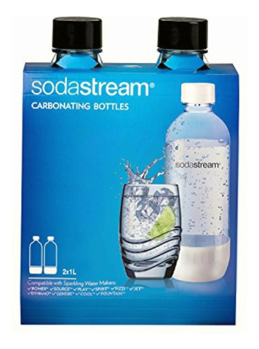 Sodastream 1-liter Carbonating Bottle, Black, 2-pack