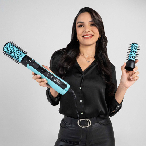 Escova Secadora Rotativa Rotating Hyaluronic Conair Cor Preto E Azul
