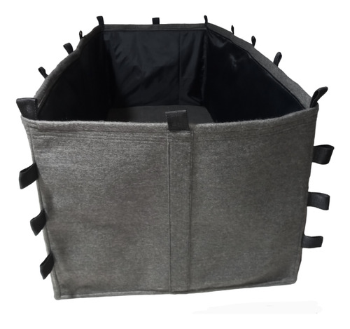 Maceta Cama Cultivo 120x100x40 Lateral Forrado Costa Caru Gris Oscuro Ojal Negro