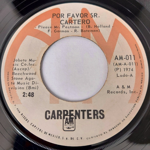 Carpenters - Por Favor Sr. Cartero Single 7  Lp