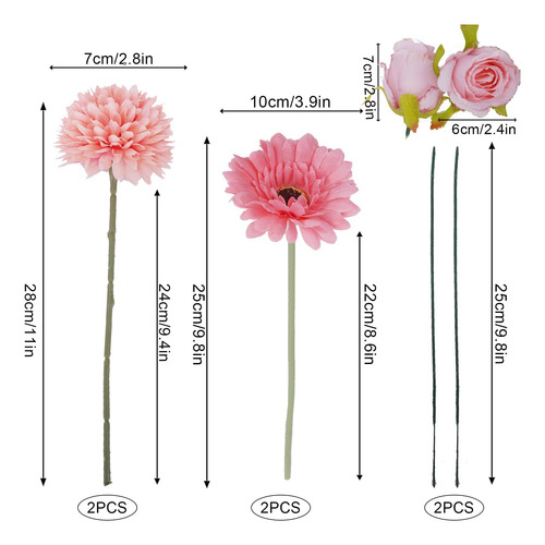 10 Peças Buquê De Hortênsias De Seda Com Rosas Artificiais,