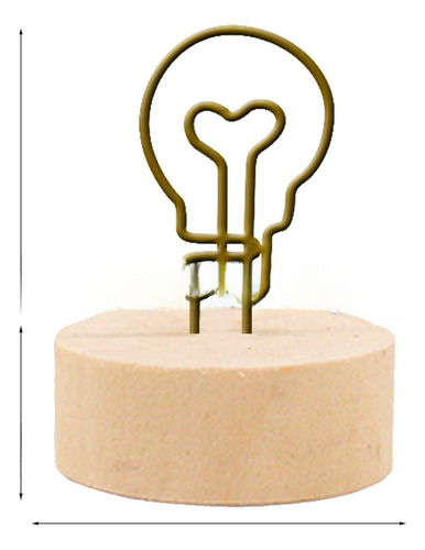 Bombilla Creativa De Madera Con Clip De Hierro Para Notas Co