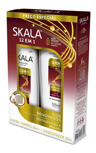 Kit 2 Shampoo E 2 Condicionador 12 Em 1 Skala Vegano 650ml