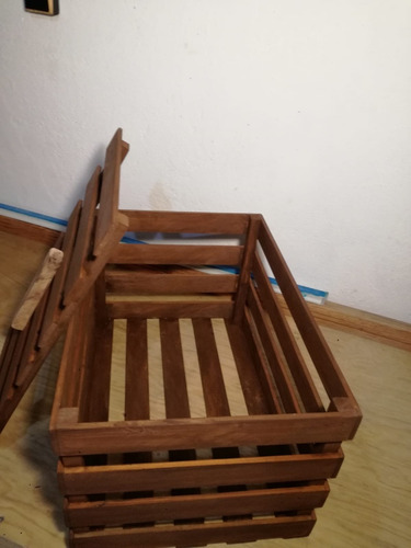 Huacal De Madera Con Tapa Acabado Fino Color Nogal
