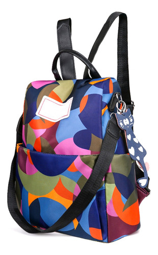 Mochila De Viaje Para Mujer, Antirrobo, Estampado De Tela Ox