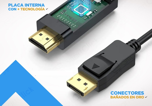 Imagen 5 de 10 de Cable Displayport A Hdmi 4k Adaptador Pc Ultra V2.0 3 Metros