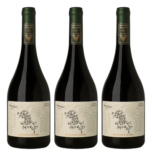 Descendientes De Los Monos Jarrillas Malbec 750 Ml Caja X 3