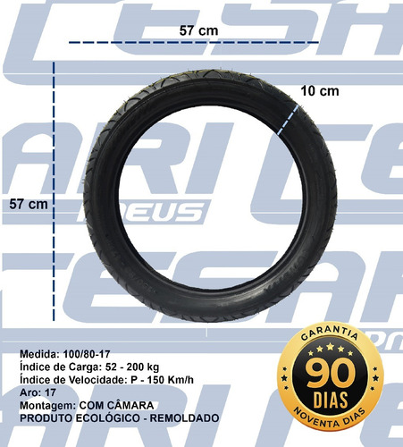 Pneu 100/80-17 Dianteiro Sport Fazer 250c + Selante Antifuro