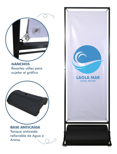 Display Acero Con Soporte Anticaida Dos Vistas 60x180cm