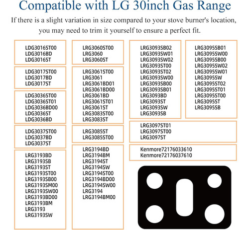 Cubierta Para Estufa LG De 30 Pulgadas De 0.016 Pulgada De G