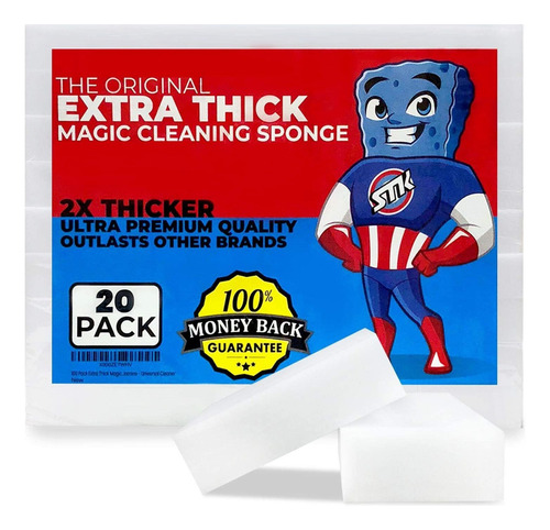 Stk 20 Pack Extra Thick Magic Cleaning Pads - Eraser Sponge 