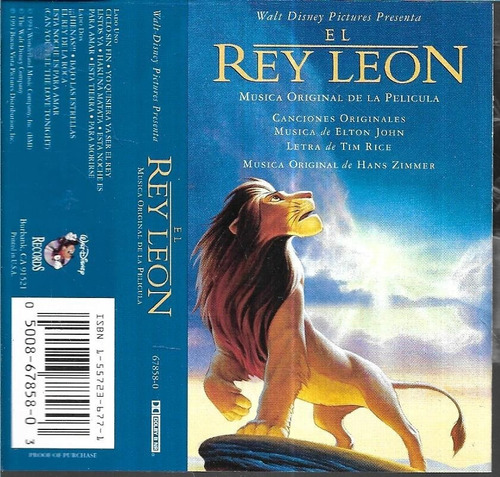 El Rey Leon Musica Original Del Film Cassette Nuevo Mexico