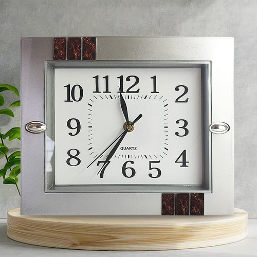 Reloj De Pared Rectangular Moderno Analógico Estructura Café