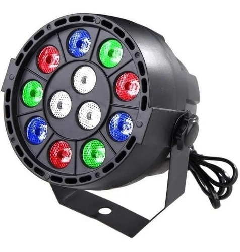 Refletor Canhão Par 36 12 Leds Rgb Dmx Jogo De Luz Sensor Dj