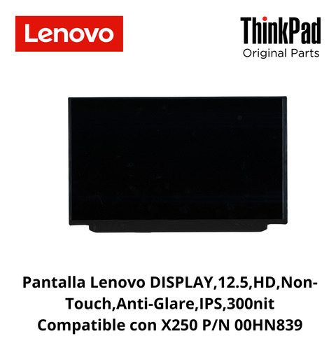 Pantalla Lenovo 12.5 ,hd,non-touch,anti-glare,ips,300nit