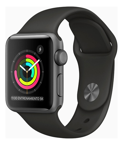 Apple Watch  Series 3 (GPS) - Caja de aluminio gris espacial de 38 mm - Correa deportiva negro