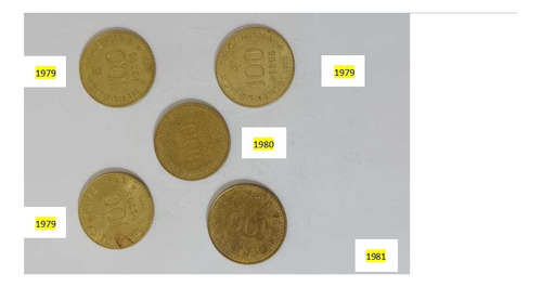 8 Monedas Argentina De 100 Peso Antigua De 1979.80.81