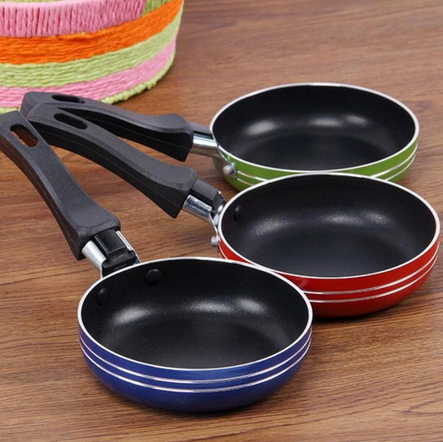 Mini Sartenes Teflon Antiadherente Cocina 12 Cm 3 Piezas Color Mixto Al Azar