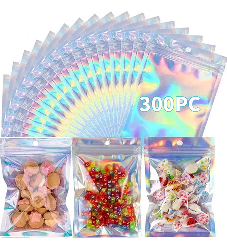 300 Bolsas Holográficas Tornasol Pequeñas A Prueba De Olores