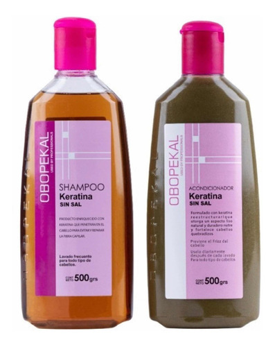 Kit Shampoo+ Acondicionado Keratina Sin Sal 500grs Obopekal