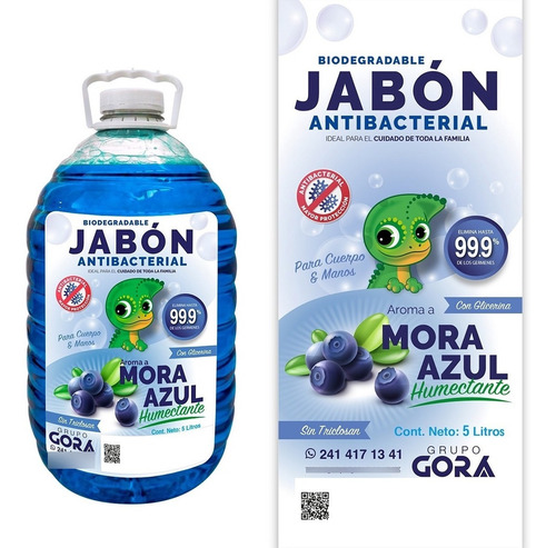 Imagen 2 de 5 de Kit Jabón Para Manos Líquido Cereza Chicle Mora Azul 5 L C/u