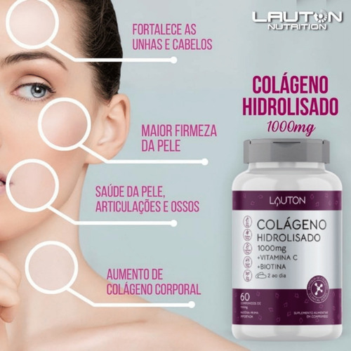 Colágeno Lauton + Biotina + Vitamina C 60 Comp Hidrolisado