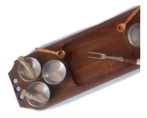 Bandeja Tabla Madera Asado Parrilla Chorizos Dips Cazuelas