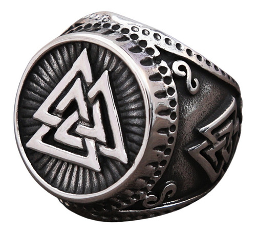 Anel Viking Valknut Ragnar Aço Estilo Nórdico Vintage Antigo