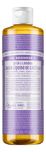 Jabón Liquido De Castilla Dr Bronner's 18 En 1 Lavanda 473ml