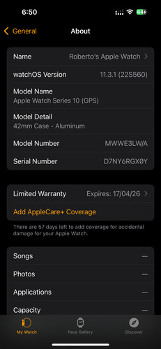 Apple Watch Series 10 Para Piezas Negro Silicon Azul Oscuro Negro (Usado)