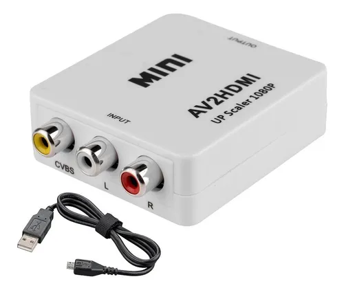 Convertidor Adaptador HDMI a AV RCA 1080p Full HD Video Blanco