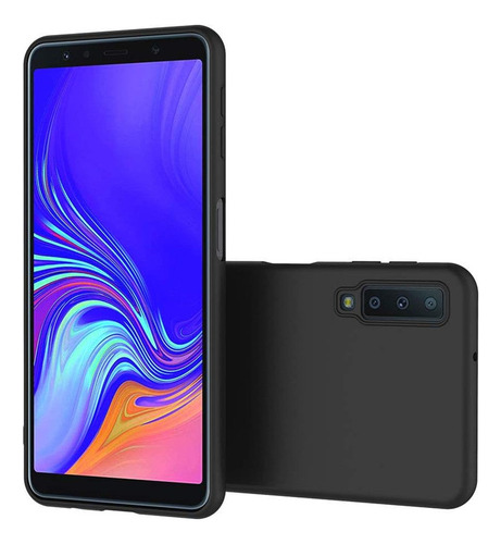 Capa Capinha Silicone Aveludada Preta Para Galaxy A7 2018