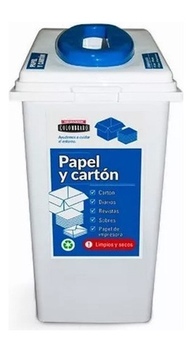 Imagen 3 de 5 de Recipiente Reciclado Basura Colombraro Adosable 60 Lts - Mm