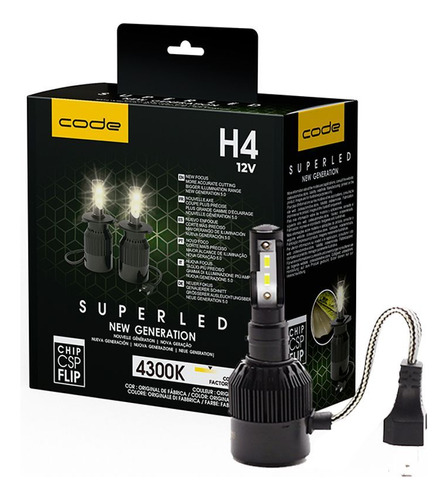 Lampada Super Led H4 4300k 6400 Lumens Code New Generatrion