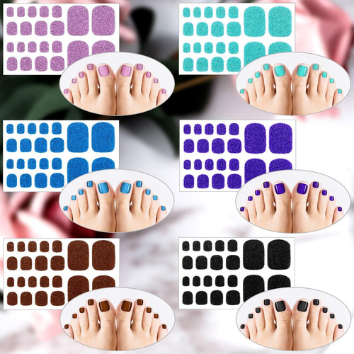12 Folhas De Glitter Para Unhas De Dedo Do Pé Autoadesivas,