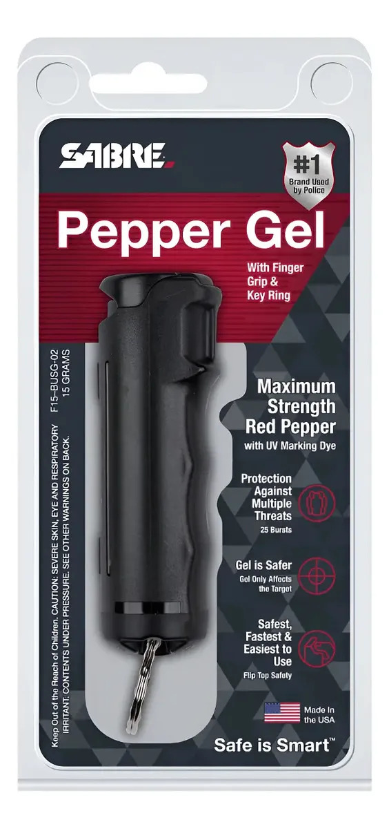 Gel Pimienta Sabre Red 15 Gr Llavero Autodefensa Negro