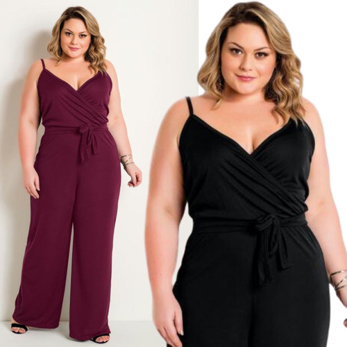 Kit 2 Macacões Plus Size Alças Transpassado Frete Grátis