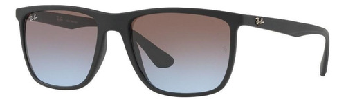 Óculos de sol Ray-Ban RB4288L Standard, design Sport, cor preto armação de acetato cor matte black, lente blue/brown de resina degradada, haste matte black de acetato