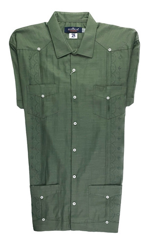 Camisa Guayabera M/ C Bordado Mariscal Tallas Extra 008