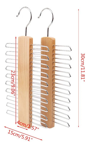 Organizador De Corbatas De Madera Con 20 Barras