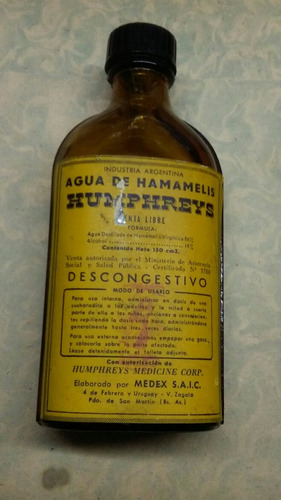 Antiguo Frasco Medicacion Agua De Hamamelis