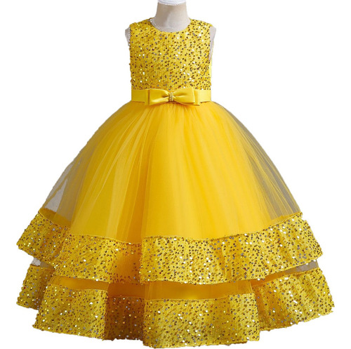 Elegante Vestido Largo De Cumpleaños Para Niñas Con Bordado