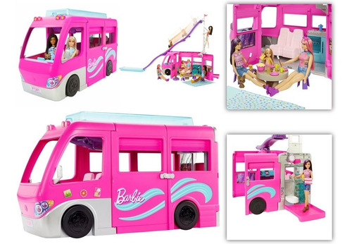 Remolque Barbie Dream Camp, 60 Unidades, Color Rosa Mate Rosa
